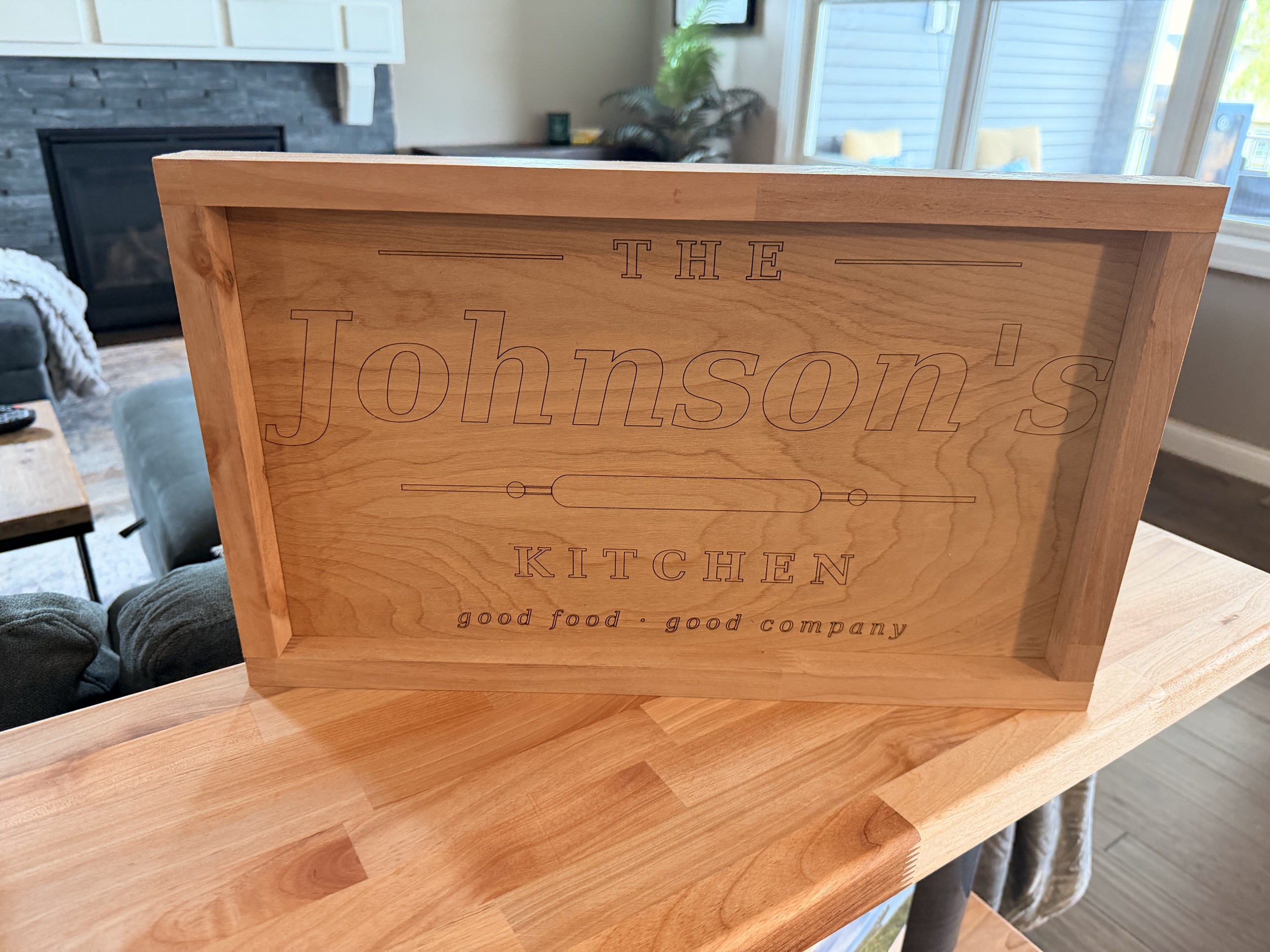 “The Johnson’s Kitchen” engraved tray