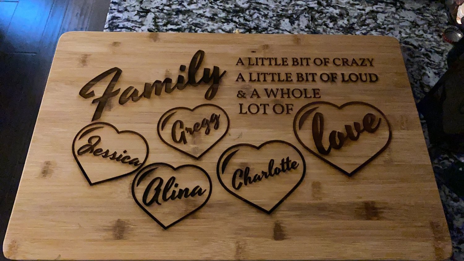 “Family” engraved board