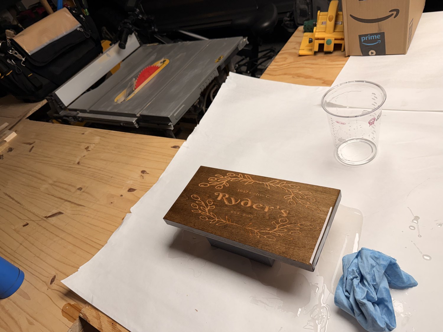 Engraved family name plaque
